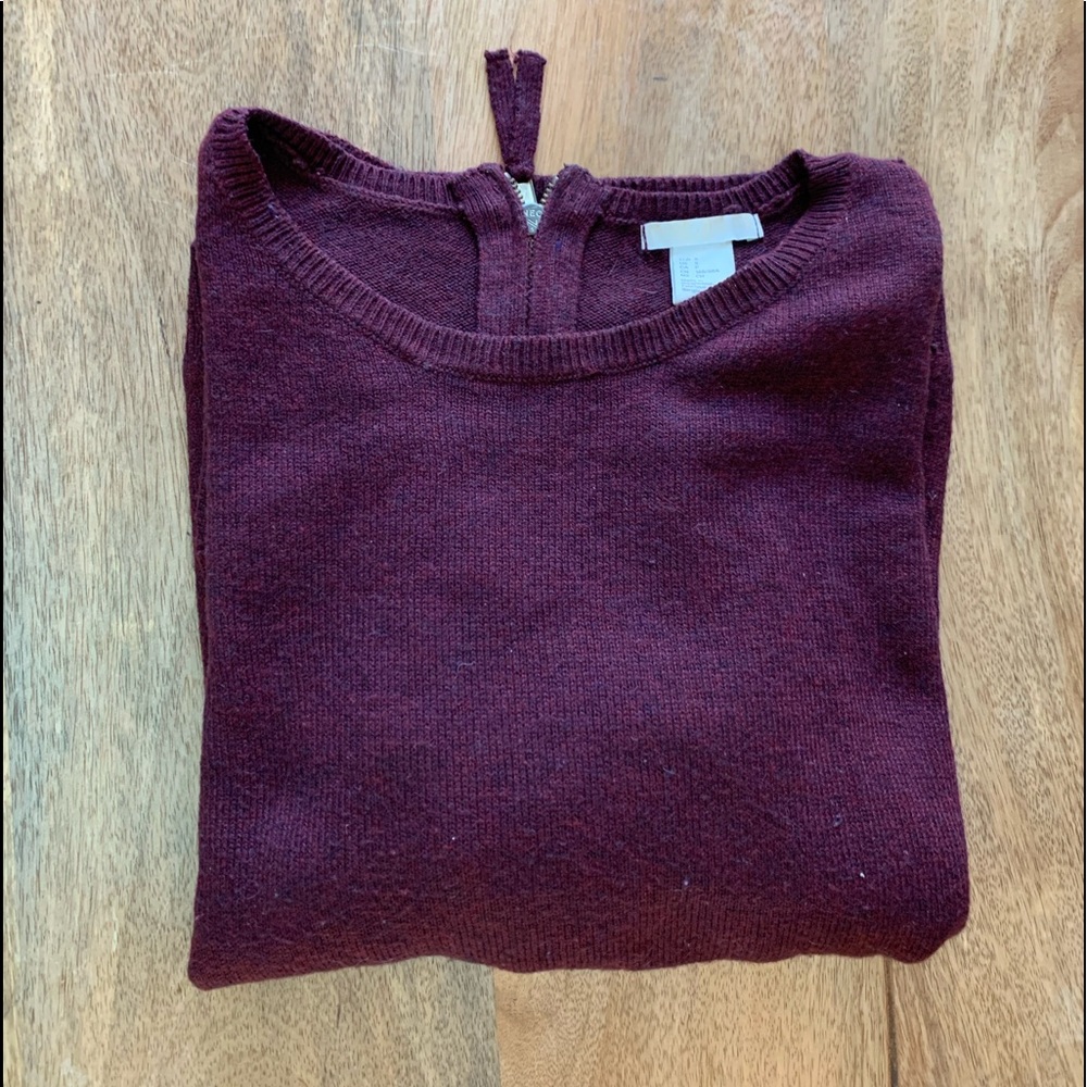 Burgundy melange women’s crew neck sweater